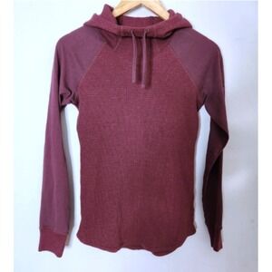 Columbia Thermal Hoodie Top Women's Size‎ Small Burgundy Red Waffle Knit